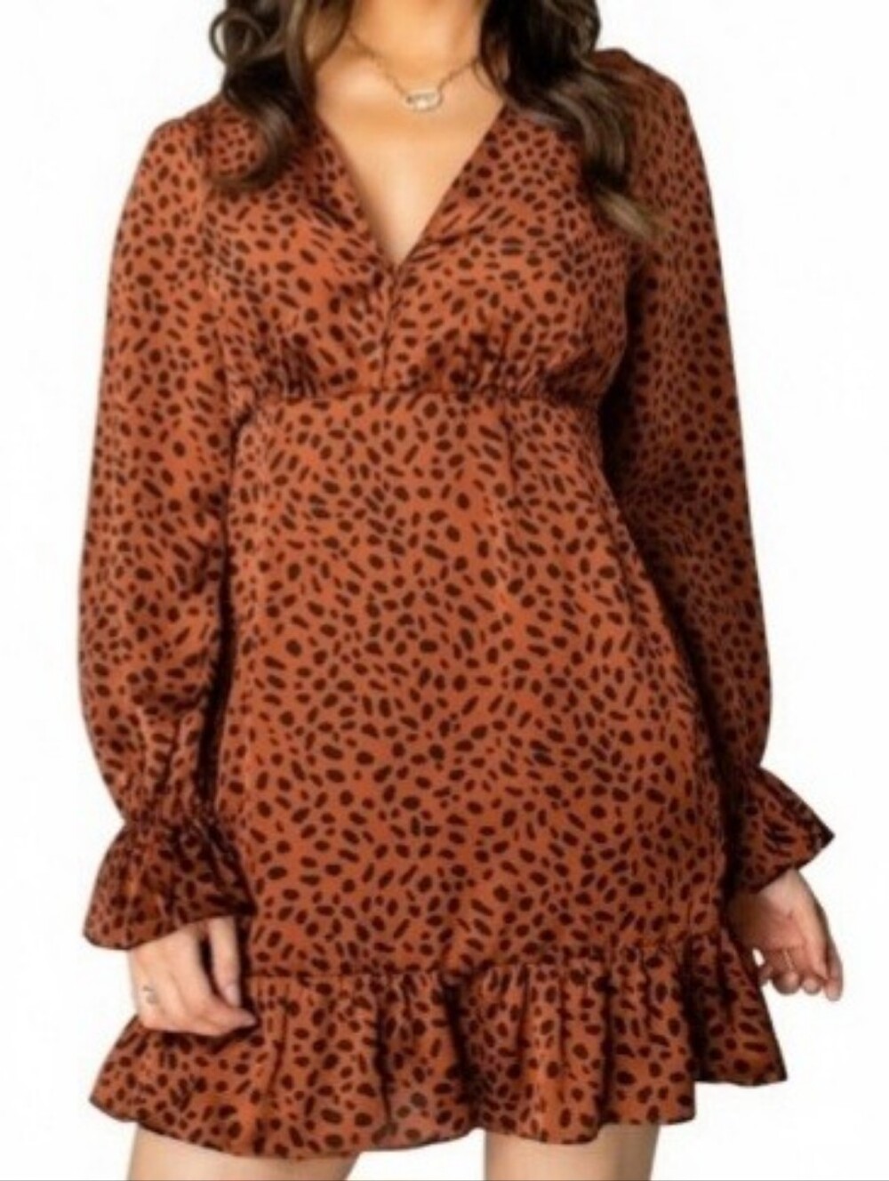 Buddy Love Brown and Black Print Satin Mini Dress Size Large